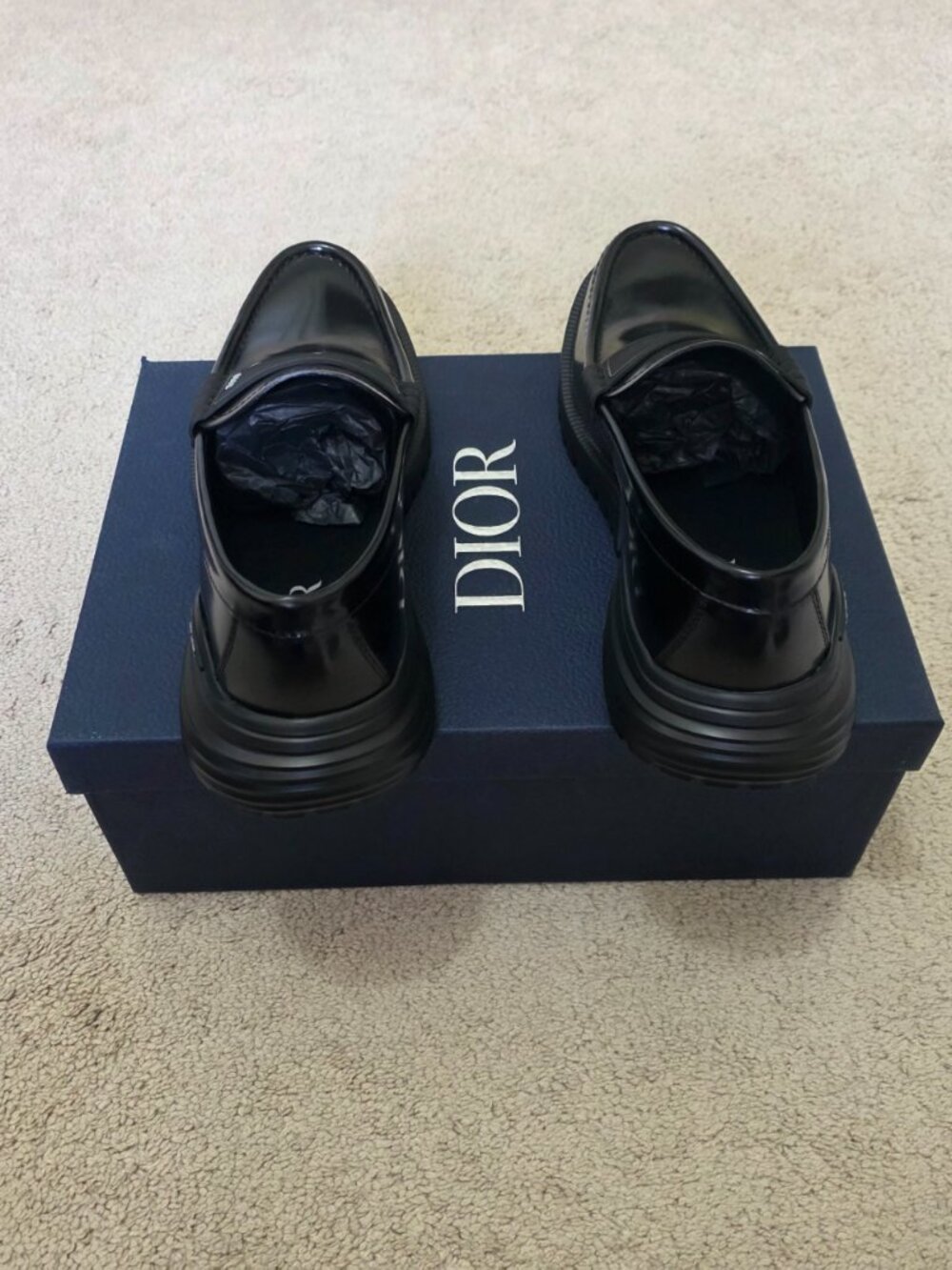 DIOR HOMME Black Polished Calfskin Combat Loafer 45 - Picture 4 of 10